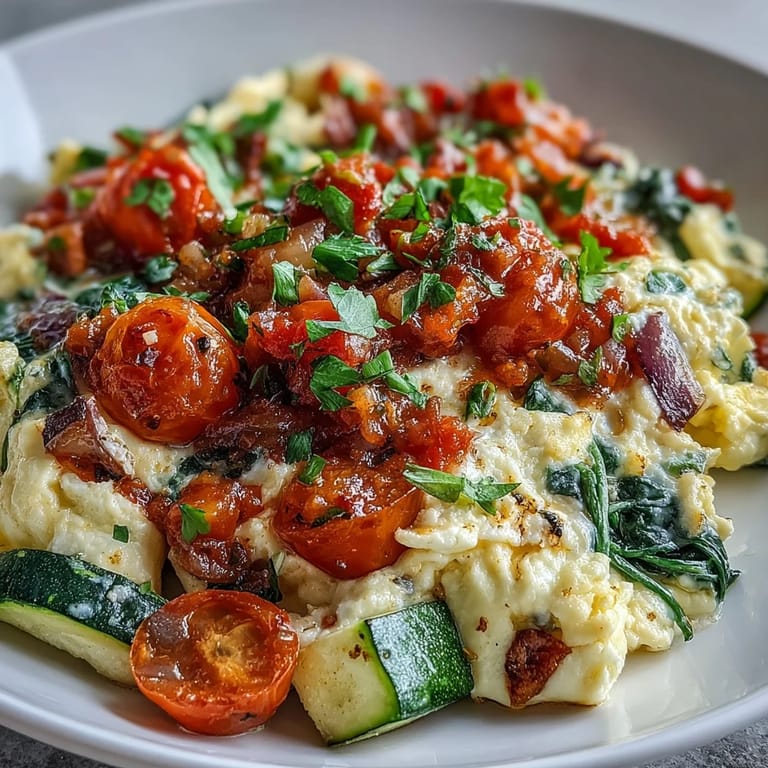 Steam rises from a hot skillet of Egg White Veggie Scramble with Salsa, served alongside whole grain toast.