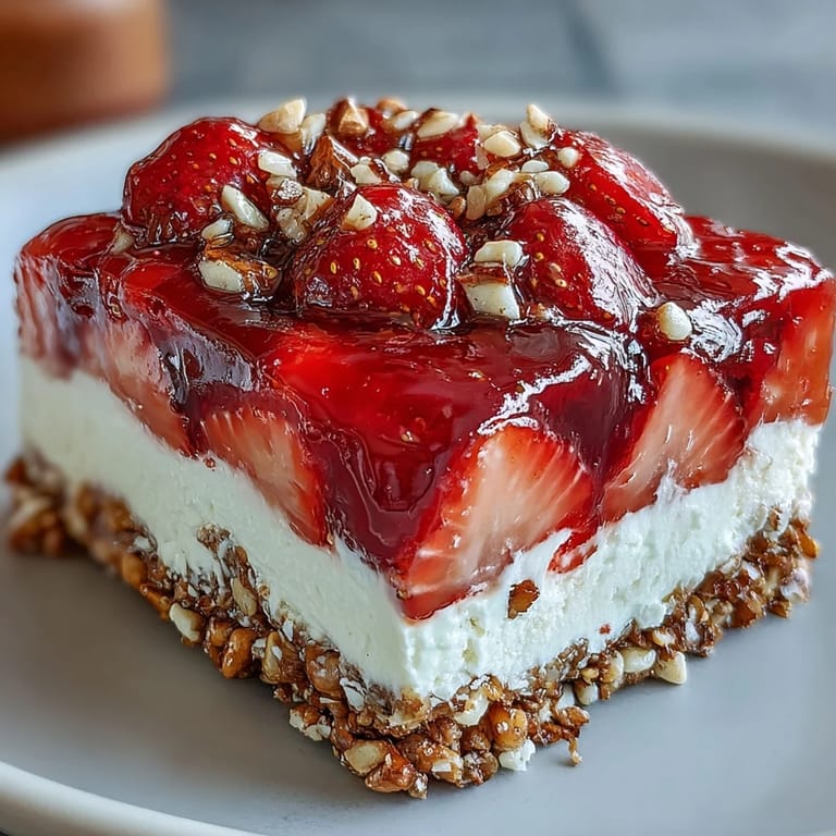 Vibrant Memorial Day strawberry pretzel salad, a sweet, salty, and fruity layered delight.