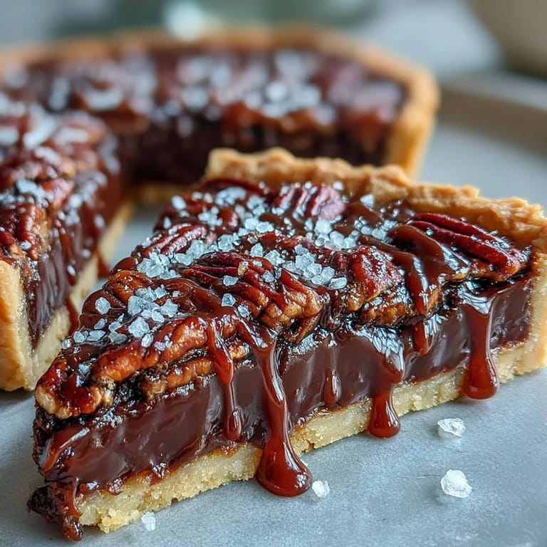 Decadent chocolate bourbon pecan tart slices served with a flaky, buttery crust.