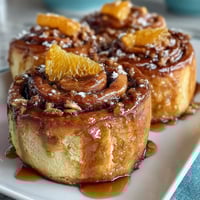 Fluffy overnight orange rolls with fresh zest, glazed and ready for a cozy breakfast.  