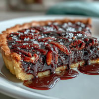 Rich Kentucky Derby Chocolate Bourbon Pecan Tart baked golden, bursting with nuts.