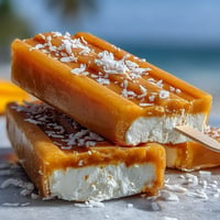 Creamy vegan mango coconut popsicles, a tropical frozen delight for hot summer days.